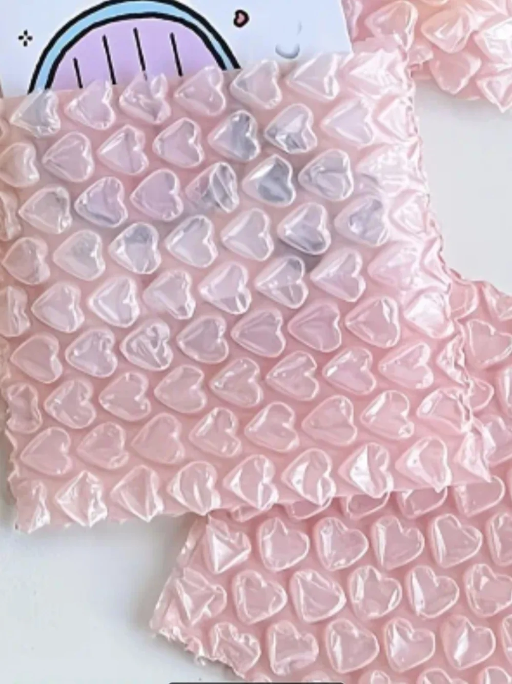 200pcs Pink heart-shaped protective bubble pouches 3.9 X 4.1in - cushioning bags